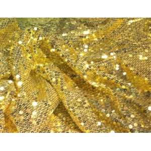  Gold Stretch Mesh W/gold Sequins Fabric 50 Wide By the 