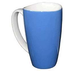 Blue Wavy Rim 17.5 oz Ceramic Mugs (Set of 4)  