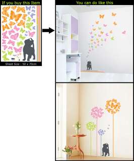 BUTTERFLY&CAT ADHESIVE DECO WALL MURAL STICKER PS 58090  