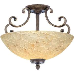  LC1718SP Lancaster 2 Light Semi Flush Mount in Sepia with Amber 