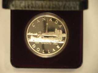 Canada 1984 silver dollar, Toronto, with display case  