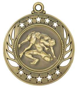 Galaxy Gold Silver Bronze Wrestling Medals w/Ribbon  