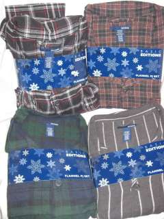 NEW Mens 100% Cotton Flannel 2 Piece Pajama Set Pocket  