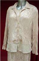 CAROLE LITTLE~Cream Shimmer Silky Dress & Jacket Set size 14 xl  