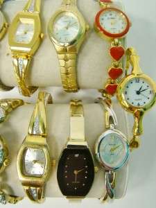 WATCHES GOLDTONE KESSARIS HEART CRYSTAL CUFF CARRIAGE SARAH COVENTRY 