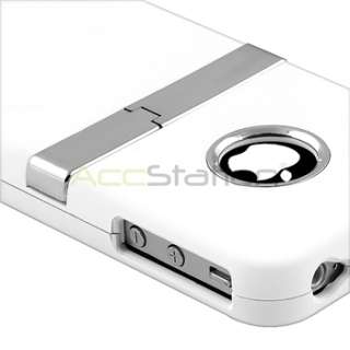 White Chrome with Stand Case Cover For iPhone 4 4G 4GS Verizon ATT+ 