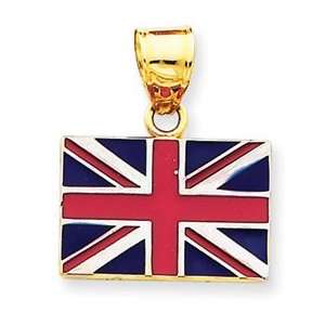    14k Gold Solid Enameled United Kingdom Flag Pendant Jewelry