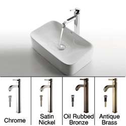 Kraus Rectangular Ceramic Sink and Ramus Faucet  