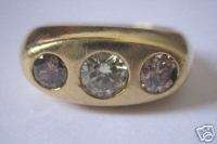 Antique 18K Gold 2 Champagne 1 Canary ? Diamond Ring  