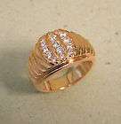 Mens Rose Pink Tone Gold Plated Pinky ring Channel Set New Free 