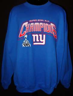 New York Giants Super Bowl XLVI Champions Crew Neck Sweatshirt Adult S 