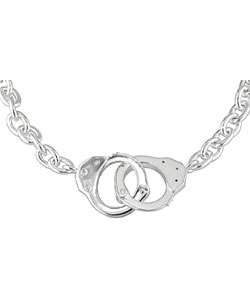 Sterling Silver CZ Handcuff Necklace  
