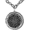 Antiqued Large Oxidized Silver Locket with Mirror Pendant Necklace