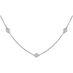   White Gold 1ct TDW Diamond Station Necklace (H I, I1)  