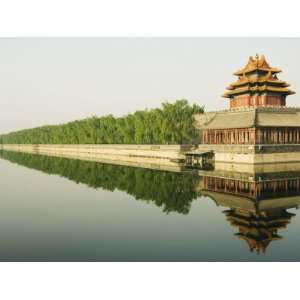 the Palace Wall Tower in the Moat of the Forbidden City Palace Museum 