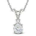 10k White Gold Created White Sapphire and Diamond Fashion Necklace 