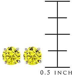   White Gold 2/5ct TDW Canary Diamond Stud Earrings (SI)  