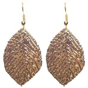  Stamped Foil Leaf Earrings, Gold Jewelry