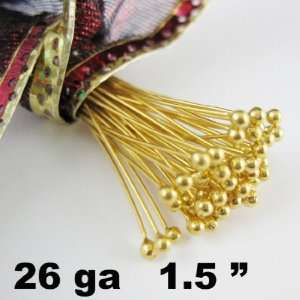 24k Vermeil Ball End Head Pins   26 Gauge and 1.5 Inch Long (25 Pieces 