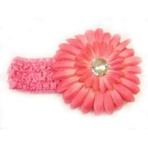   Crochet Headband With 4 Large Gerbera Daisy Flower Hair Clip For Baby