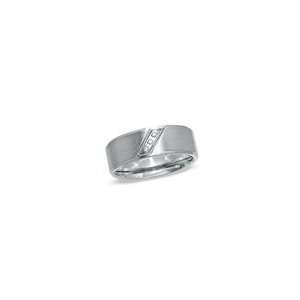 ZALES Mens Diamond Accent Three Stone Slanted Ring in Stainless Steel 