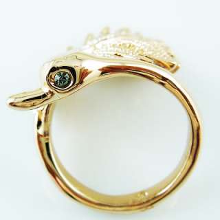 Bird Silver 18K rose Gold Plated cocktail ring R216  