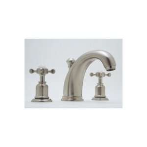  Rohl 3 Hole High Neck C Spout Widespread Lavatory Faucet, Cross 