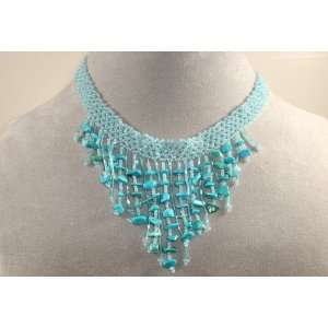   Fringe Choker Necklace With Stone in Turquoise Color 