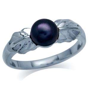   pictures belows natural black pearl 925 sterling silver leaf ring