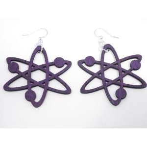  Purple Nuclear Energy Power Wooden Earrings GTJ Jewelry