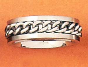 Stainless Steel Mens Spinning Chain Ring Sizes 14 18  