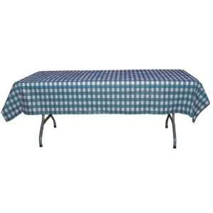 Blue gingham plastic table cover