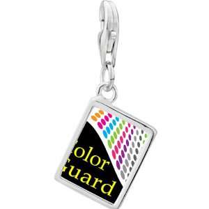   Silver Gold Plated Travel Color Guard Photo Rectangle Frame Charm