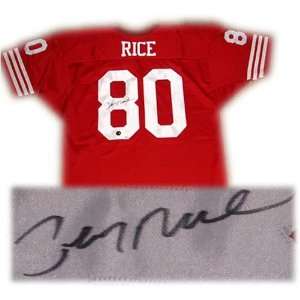 49ers Jerry Rice Signed Red Jersey, COA & Hologram  Sports 
