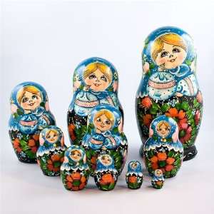   Floral Russian Nesting Dolls, Matryoshka, Matreshka