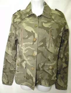   EMBROIDERED SASSY GREEN CAMO BUTTON DOWN 100% COTTON JACKET M  