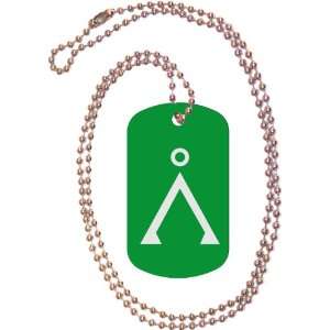    Earth Symbol Chevron Green Dog Tag with Neck Chain 