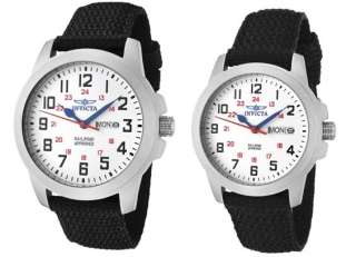 Invicta His or Hers White Dial Black Canvas Sport Watch  
