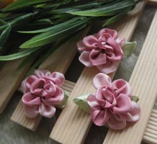 200/40 Fancy 2tone satin ribbon flower Appliques Craft/Wedding DIY U 