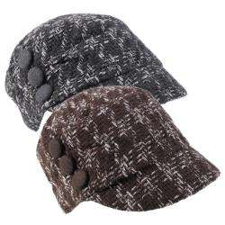 Journee Collection Womens Tweed Button Accent Newsboy Cap   