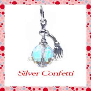 Sterling Silver PERFUME BOTTLE with CRYSTAL BASE Fashion CHARM or 