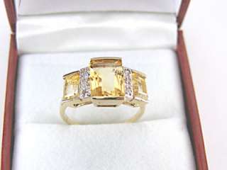 Citrine & Diamond Ring 2.98ct 10k Yellow Gold Size 7  