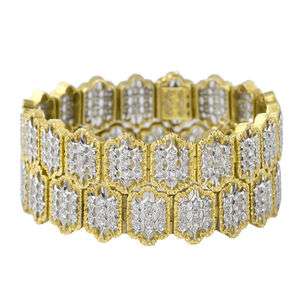 BUCCELLATI Pair 2 18k White Gold Diamond Bracelets  