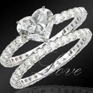 14 Ct. Heart Shape Diamond Bridal Ring Set E SI2 EGL  