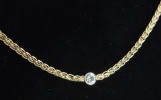   Round Diamond Solitaire Bezel Charm Pendant Chain Necklace 16  