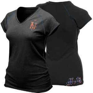   New York Mets Ladies Black Bases Loaded T shirt