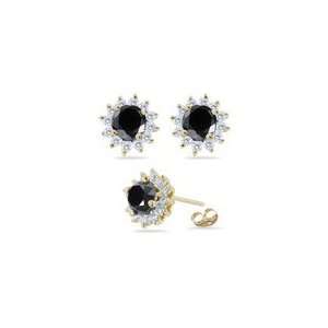  1.68 1.94 Cts Black & White Diamond Cluster Stud Earrings 