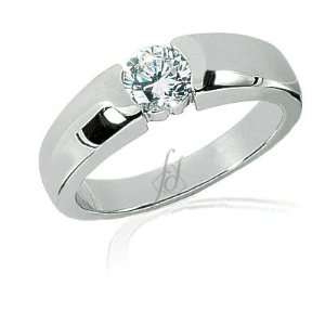  0.85 Ct Round Diamond Tension Set Mens Wedding Ring SI2 
