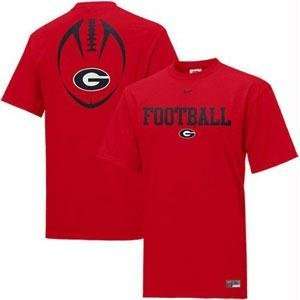 Georgia Bulldogs NCAA Youth Team Issue T shirt by Nike (Large Red)