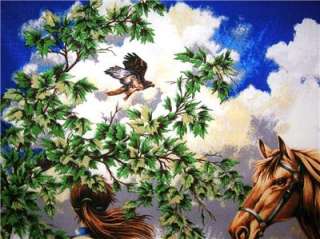 New Boy Girl Western Country Fabric Wall Panel Horse River Trees 